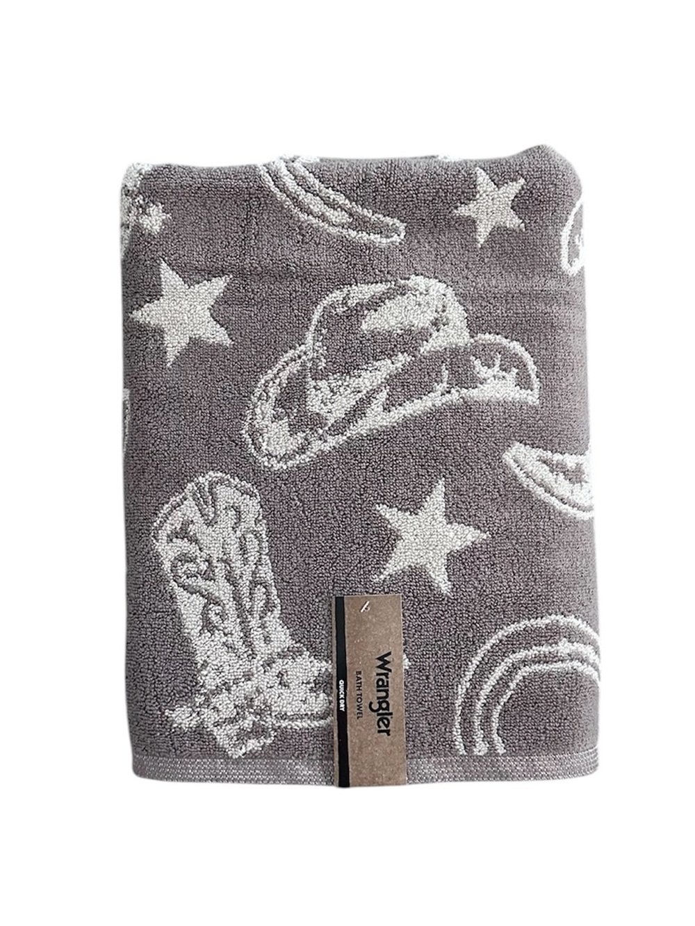 Wrangler Bath Towel 28x52 🤠 Western Cowboy Boots Hat Brown Quick Dry NWT